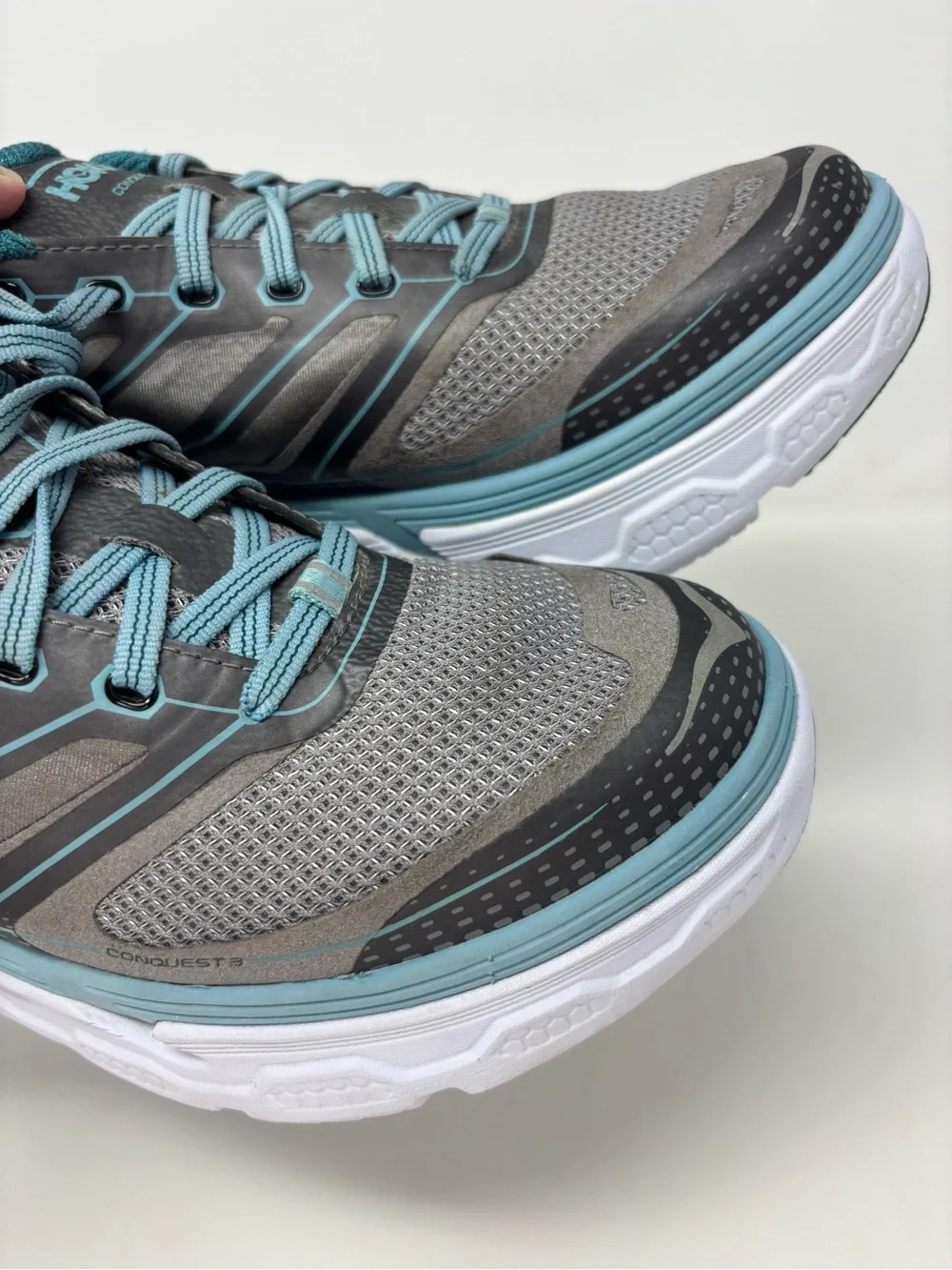 Hoka One One Conquest 3 Womens Sneakers Teal Gray Size 10